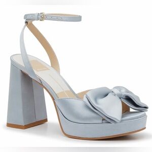 NWT Dolce Vita Poppi Platform Heels | Size 7.5 | Light Blue Satin Bow Sandals